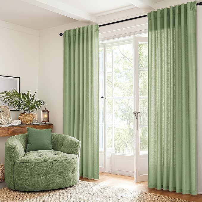 MIULEE Sage Green Thermal Insulated Curtains 63 Inch Long 2 Panels Set - Image 5