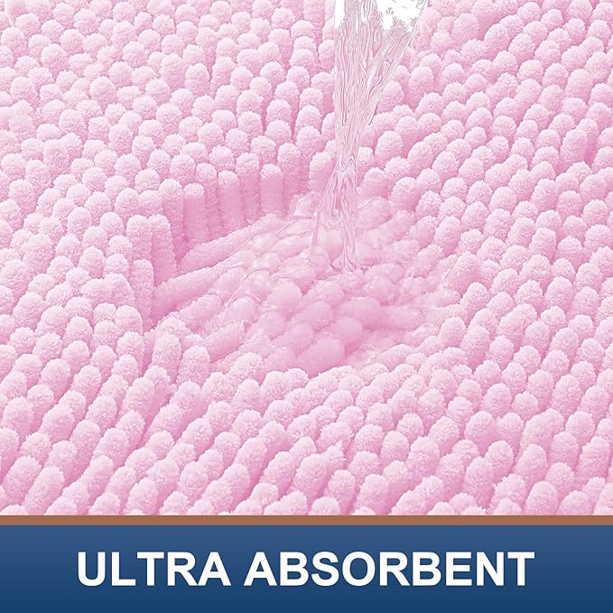 Smiry Luxury Chenille Bathroom Rugs 59x24, Extra Soft and Absorbent Shaggy Bath - Image 4
