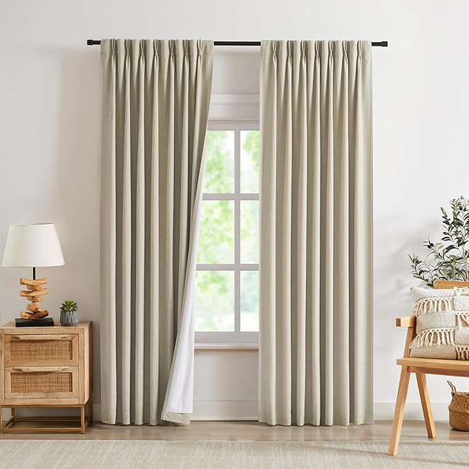 Kayne Studio Sand Pinch Pleated Full Blackout Curtains, Linen Blend Room - Image 7