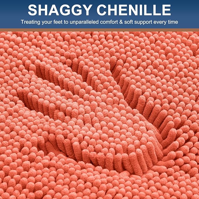 Smiry Luxury Chenille Bathroom Rugs 47x24, Extra Soft and Absorbent Shaggy Bath - Image 3