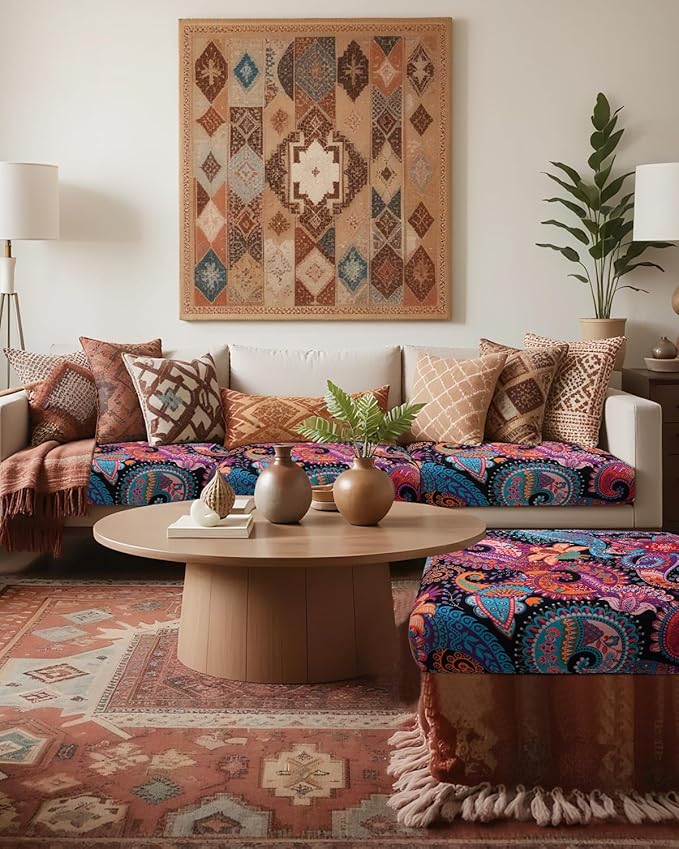 Fuloon Sofa Cushion Covers, Stretch Printed Seat Cushion Cover Couch Seat - Image 2