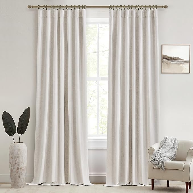 Buttercream Living Room Curtains 102 Inches Long by QJMYDECO