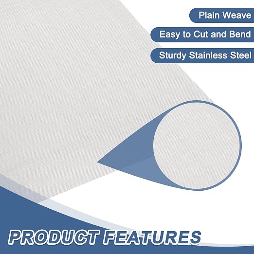 uxcell 120 Mesh 48" x 16" Woven Wire Mesh, 304 Stainless Steel Air Vent Filter - Image 3