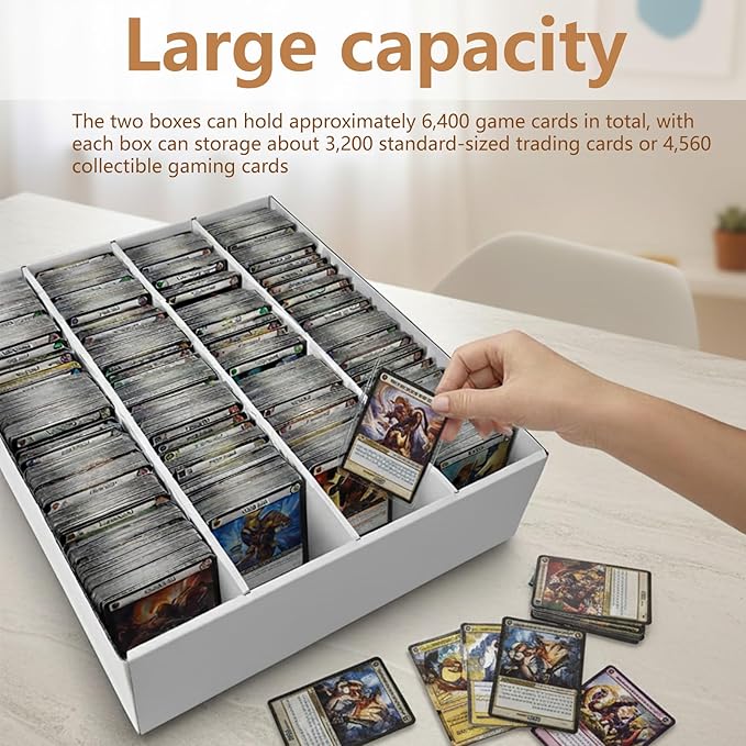 RLAVBL 2-Pack 3200 Count Trading Card Storage Box, 4 Row Cardboard Card Boxes - Image 4