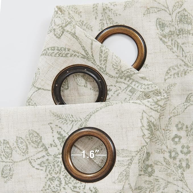 Vangao Green Floral Linen Curtains - Image 3