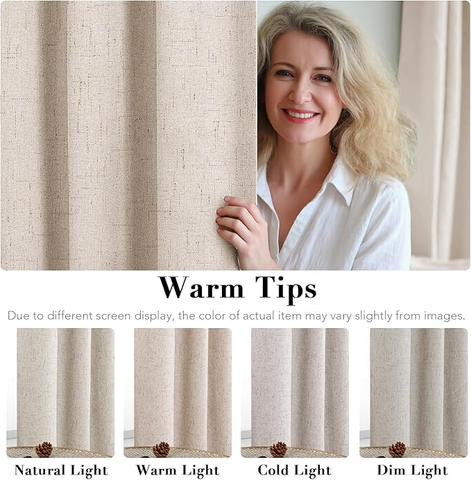 H.VERSAILTEX Linen Blackout Curtain Durable Thick Textured Linen Look 100% - Image 6