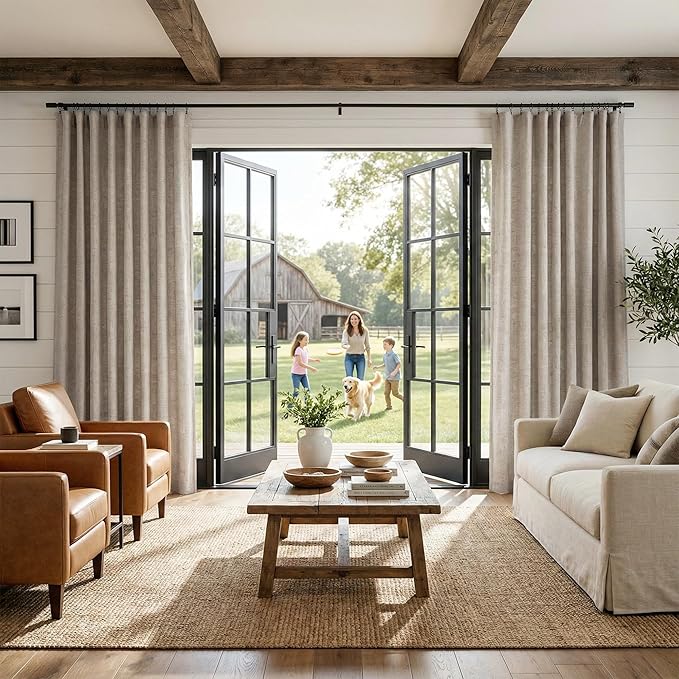 RYB HOME Linen Textured 100% Blackout Curtains - Image 6