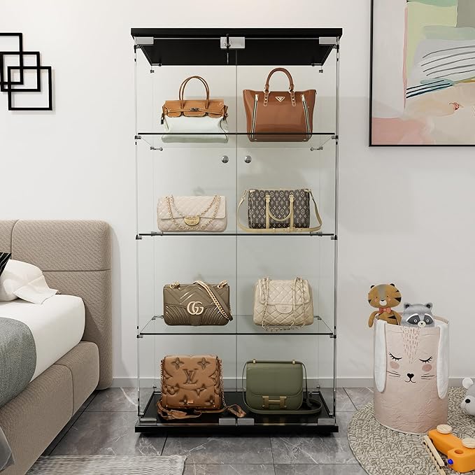 Yoluckea 4 Shelves Glass Display Cabinet - Image 3