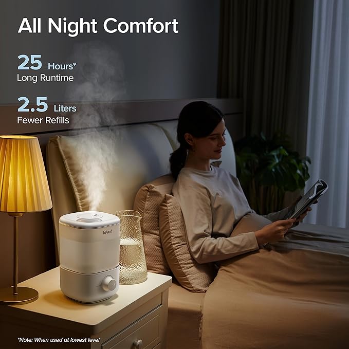 LEVOIT Top Fill Humidifiers for Bedroom, 2.5L Tank for Large Room, 28dB Quiet - Image 4