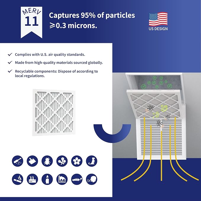 10x10x1 Air Filter 6-Pack MERV 11 MPR 1000 FPR 7- GoldBon AC Filter USA Design- - Image 4