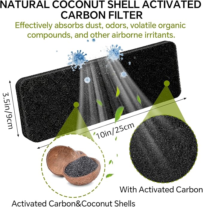 10 Pack Ceiling Fan Filters for Blades, 9.9" X 3.5" Activated Coconut Carbon - Image 4