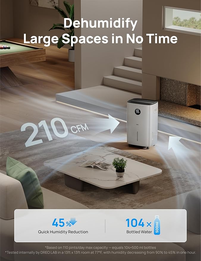 DREO 110-Pint Smart Dehumidifier - Image 3