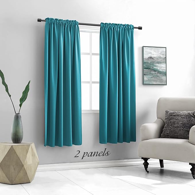 DONREN 72 Inches Long Teal Blackout Curtain Panels - Image 2