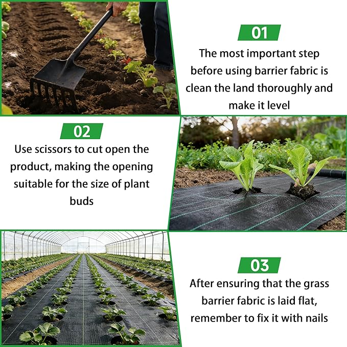 Weed Barrier Landscape Fabric Heavy Duty, Weed Block Horticultural Floor - Image 7