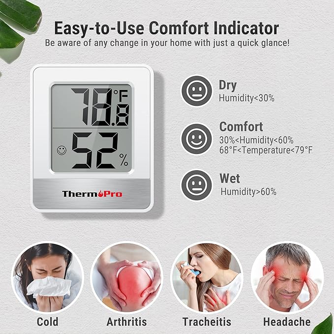 ThermoPro TP49 2 Pieces Digital Hygrometer Indoor Thermometer Humidity Meter - Image 3