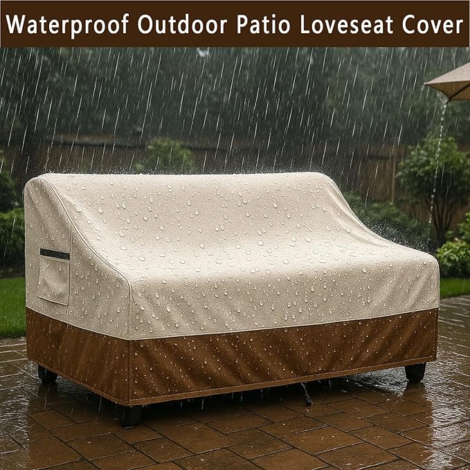 Waterproof Patio Loveseat Cover, 76W x 32.7D x 33H inches Heavy Duty 600D - Image 3
