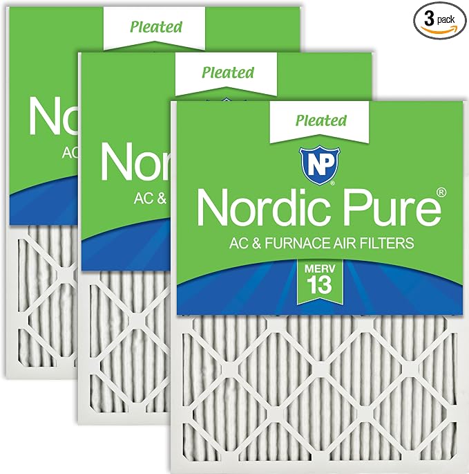 Nordic Pure 16x20x1 Pleated MERV 13 Air Filters 3 Pack by NordicPure