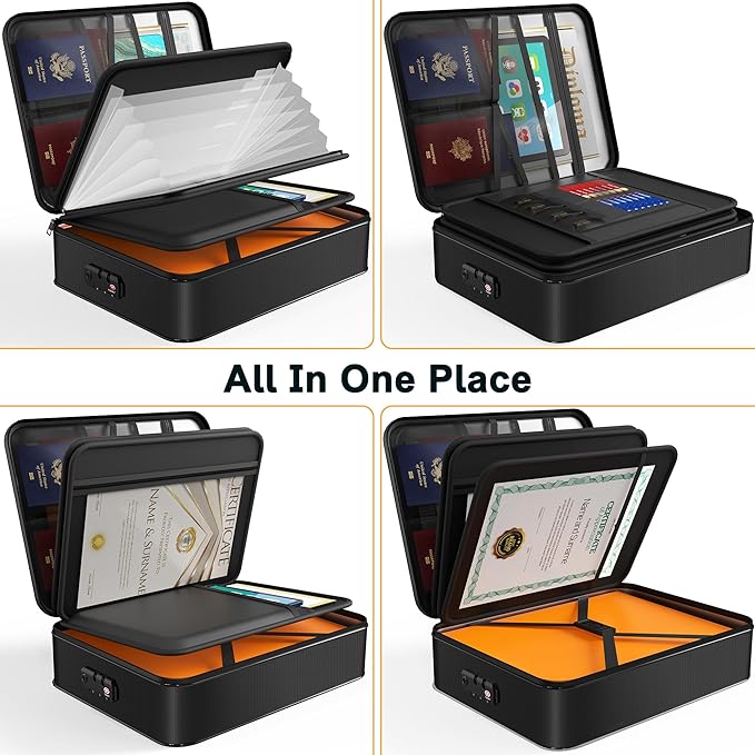 Noiposi 5200℉ Fireproof Document Box, 16.1x 11.4x4.3 Inch Waterproof and - Image 3