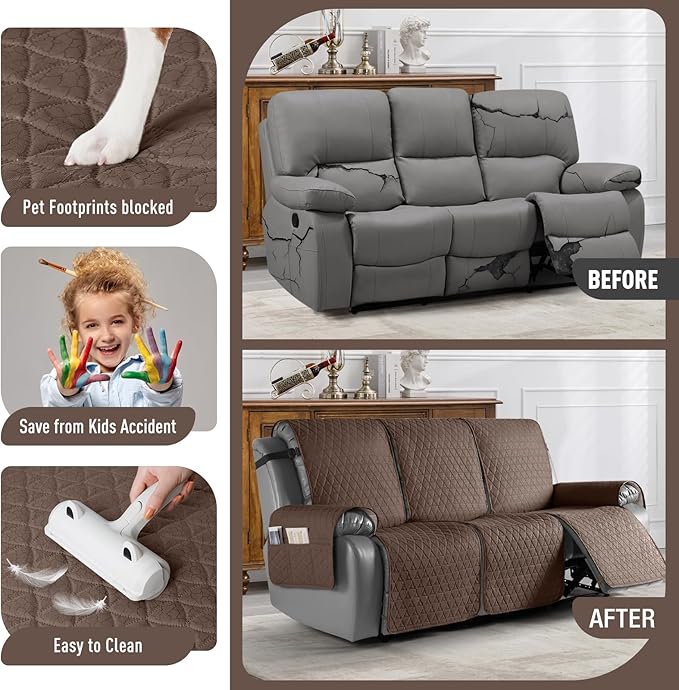 TAOCOCO 100% Waterproof Recliner Cover, Non-Slip Washable Reclining Couch Cover - Image 2