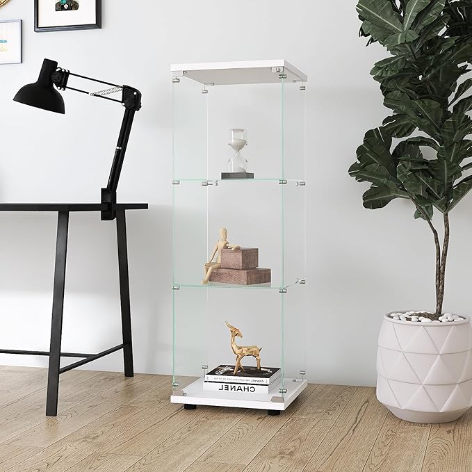 Yoluckea 3 Shelves Glass Display Cabinet - Image 3