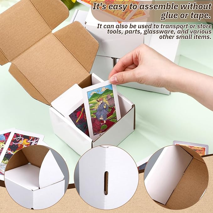 Eaasty 10 Pack Gaming Card Storage Box White Corrugated Cardboard Box Craft - Image 4
