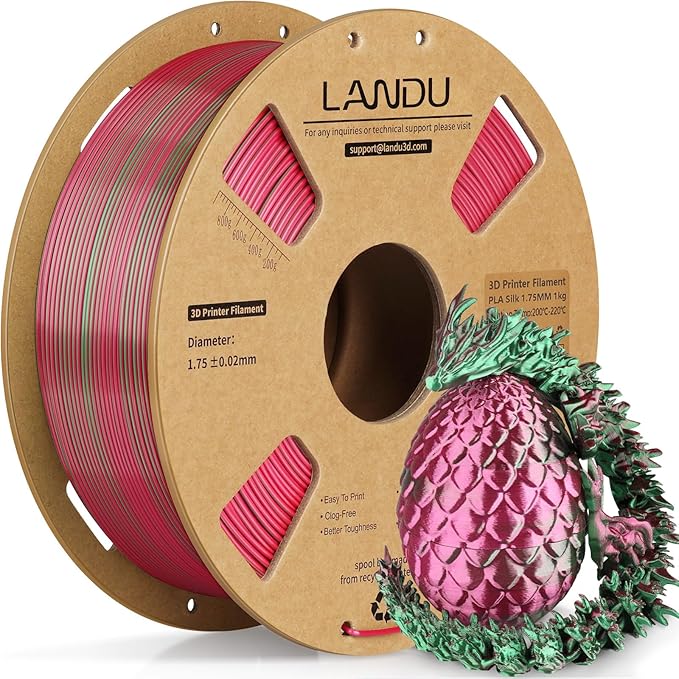 LANDU Silk Dual Color PLA Filament 1.75mm 1KG, 3D Printer Filament Dimensional by LANDU