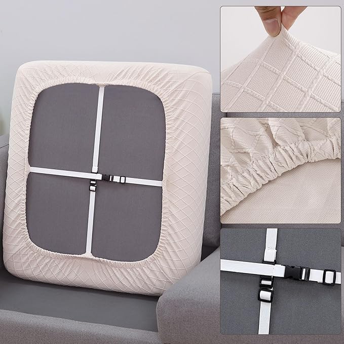 Fuloon Waterproof Seat Cushion Covers 2 PCS, Stretch Sofa Cushion Slipcovers - Image 4
