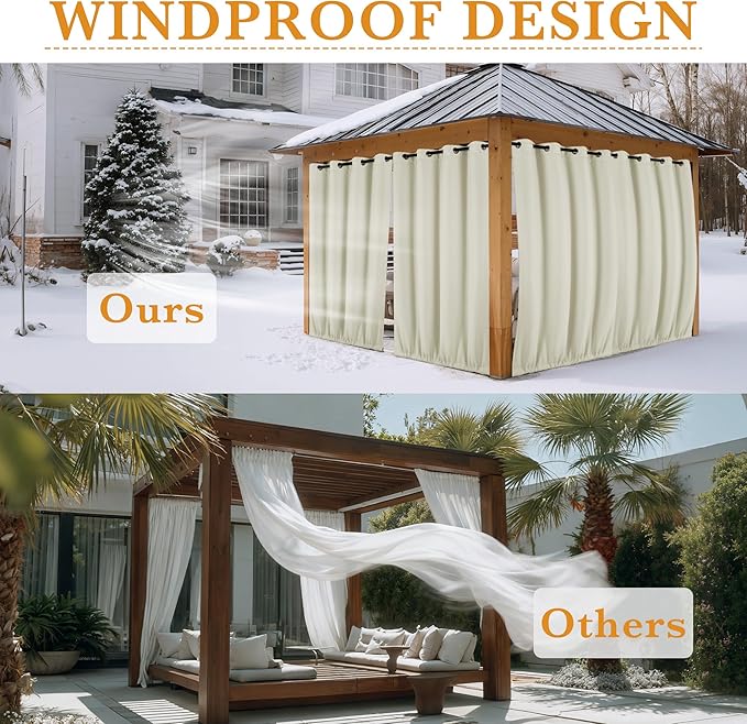 RYB HOME Outdoor/Indoor Thermal Insulated Fade-Resistant Blackout Curtains 96 - Image 4