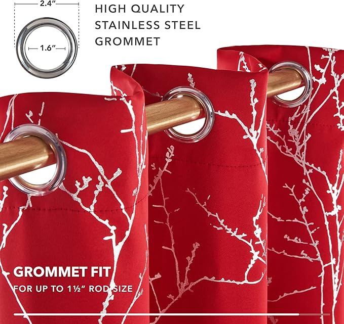 Deconovo Christmas Red Curtains, Soundproof Curtain, 42 x 84 Inch Long - Image 8