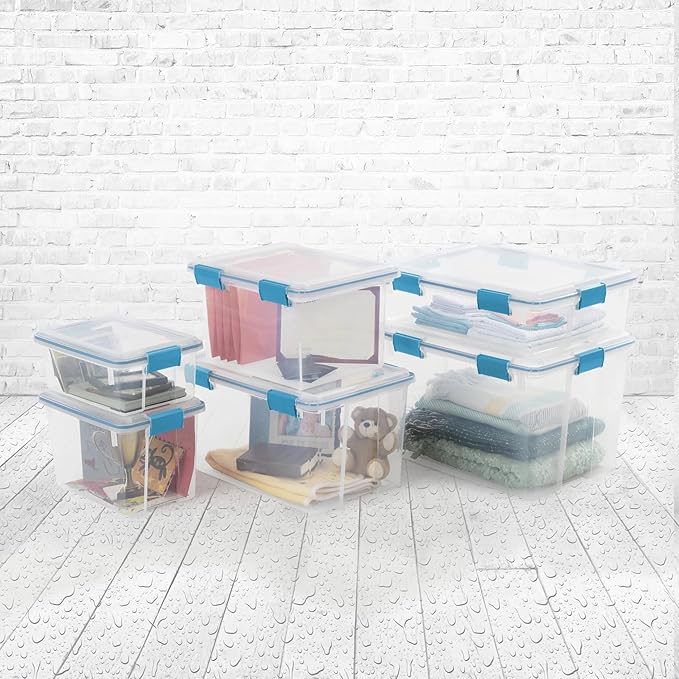 32 Quart Gasket Box, Weather-Resistant Clear File Storage Bin - Image 5