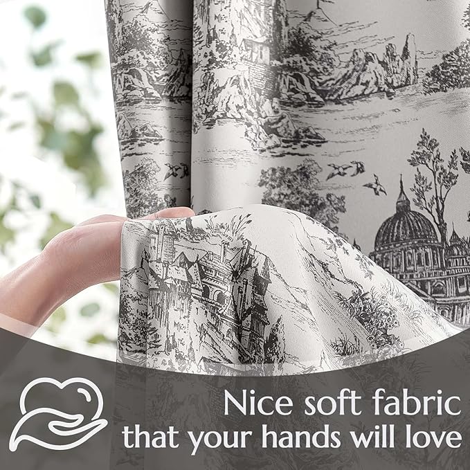 jinchan 95% Blackout Toile Curtains - Image 6