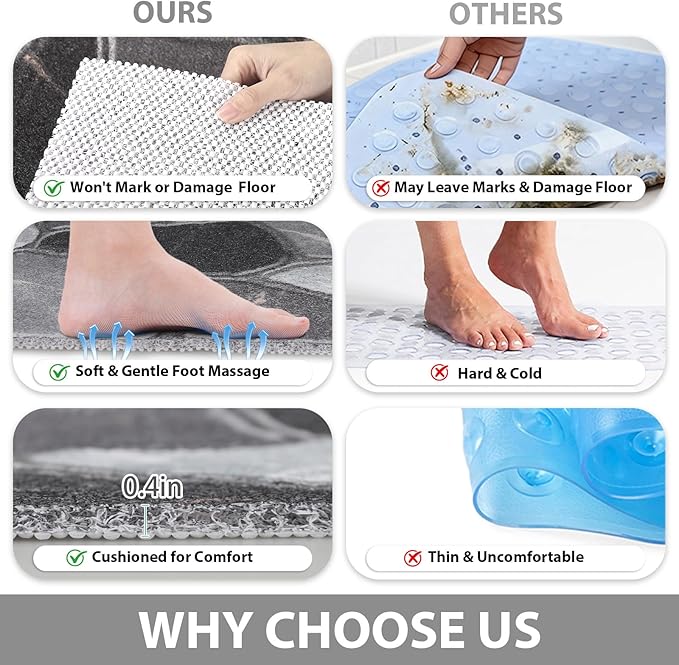 Square Shower Mat Non Slip: 24x24 Inch Extra Large Shower Mats - Image 6