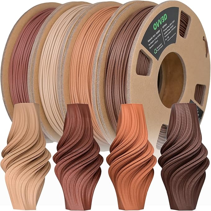 OVV3D Wood 3D Printer Filament Bundle, Wood PLA Filament 1.75mm Bundle by OVV3D