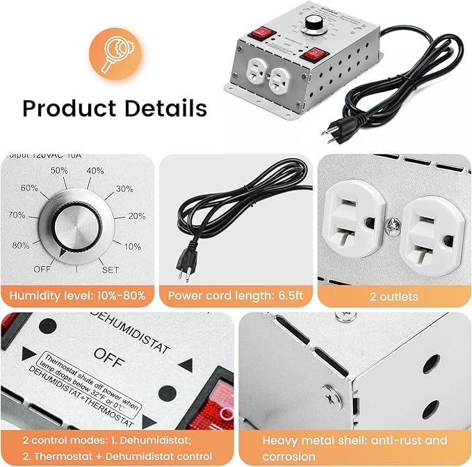 Crawl Space Humidistat Controller, Briidea Dehumidistat and Thermostat Control - Image 4