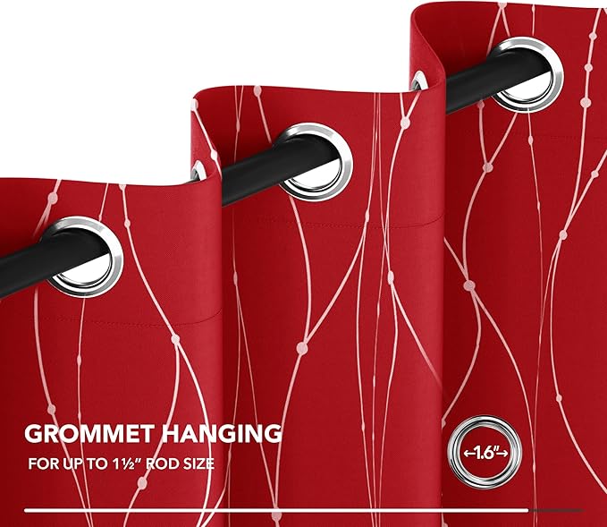 Deconovo Christmas Curtains, Thermal Insulated Soundproof Drape, Wave Line Dot - Image 7