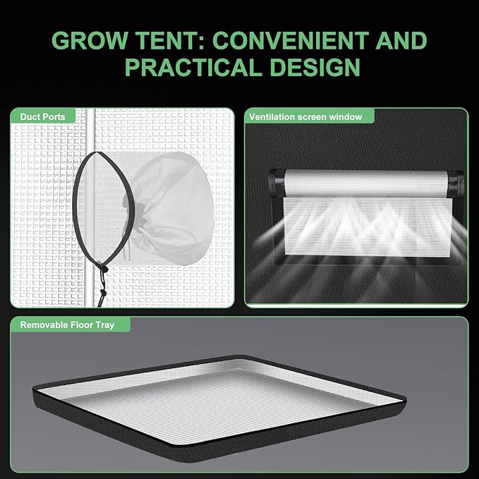 MELONFARM 34"x34"x72" Grow Tent, Double Transparent Viewing Door Indoor Grow - Image 5