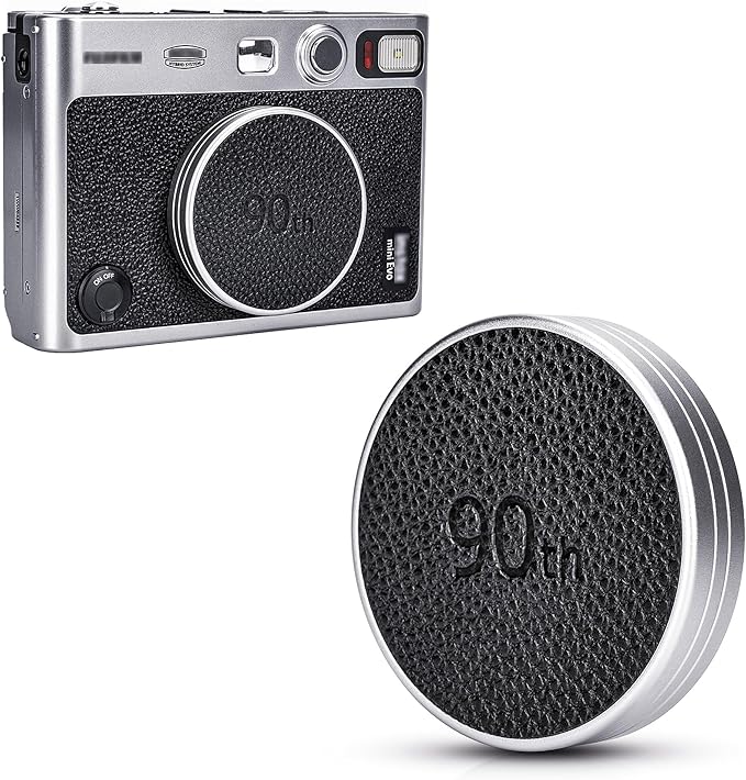 Retro Leather Lens Cap for Fujifilm Insta Mini EVO, Aluminum Anti-Dust by JJC