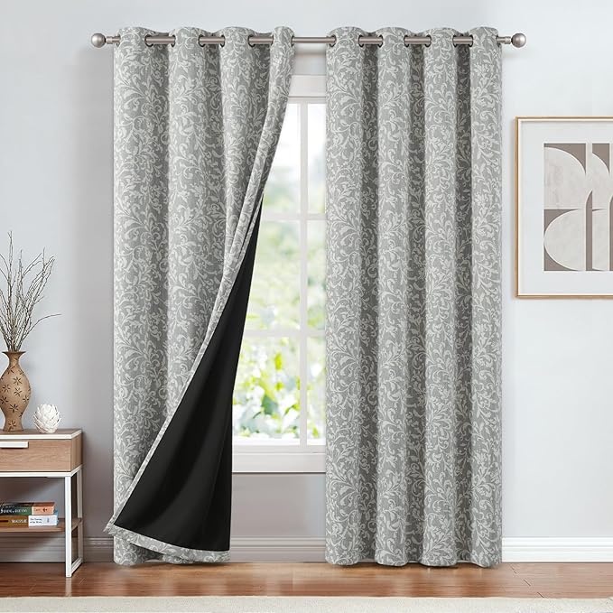 Vangao Grey 100% Blackout Curtains 84 Inches Long - Image 2