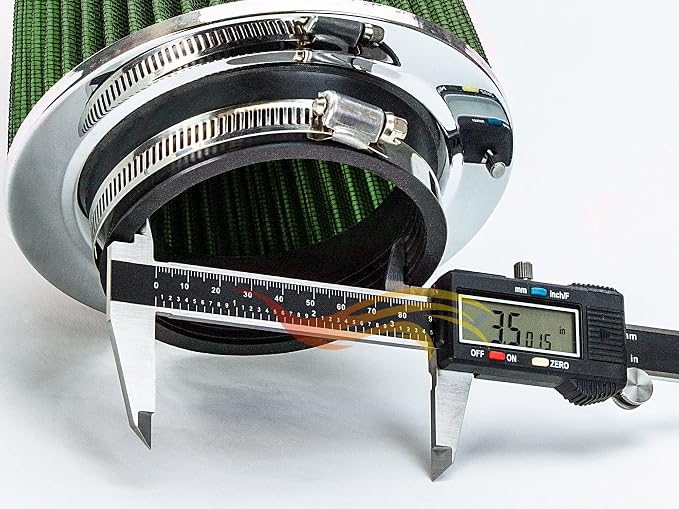 GREEN Inlet Cold Air Intake Cone Replacement Performance Washable Clamp-On Dry - Image 3