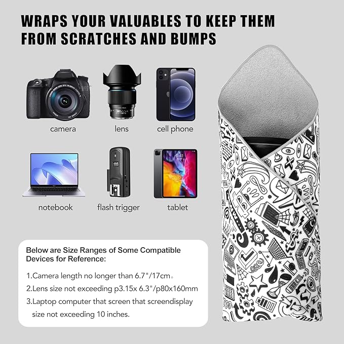 15 in Camera Wrap with Pouch, Lens Protective Wrap, Anti-scratch Anti-dust - Image 4