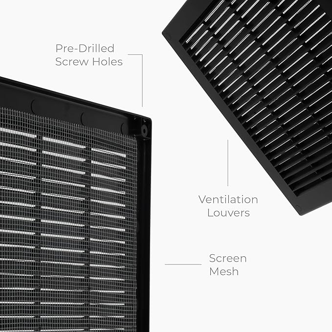 2-Pack 12" x 12" Square Air Vent Cover – Black Plastic Vent Deflector - Image 7