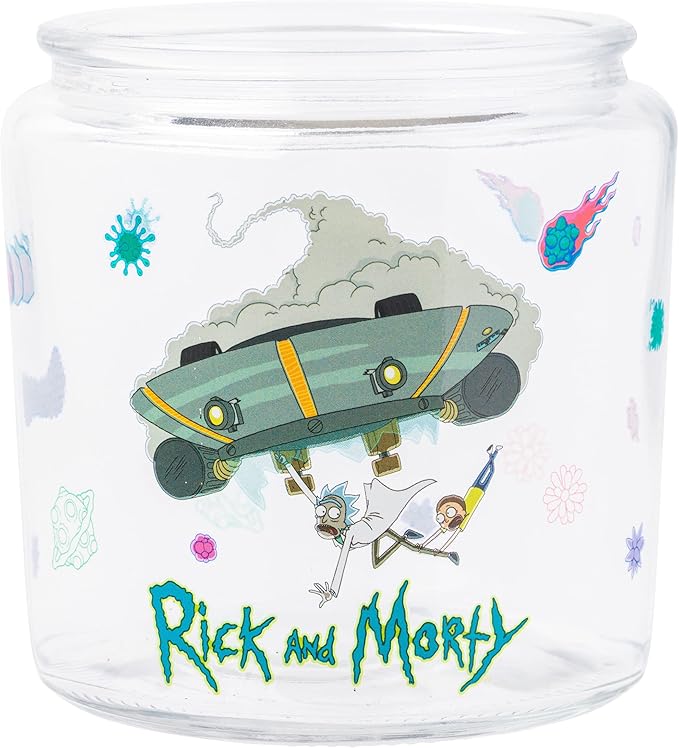 Silver Buffalo Rick and Morty Falling Out of Ship Glass Cookie Snack Candy Jar - Image 7