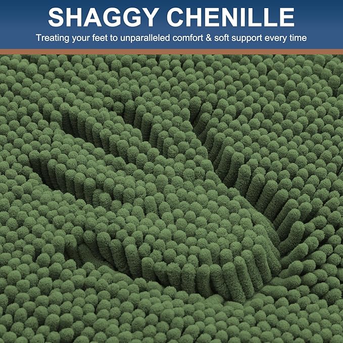 Smiry Luxury Chenille Toilet Rugs U-Shaped 20x20, Soft Absorbent Non-Slip - Image 3