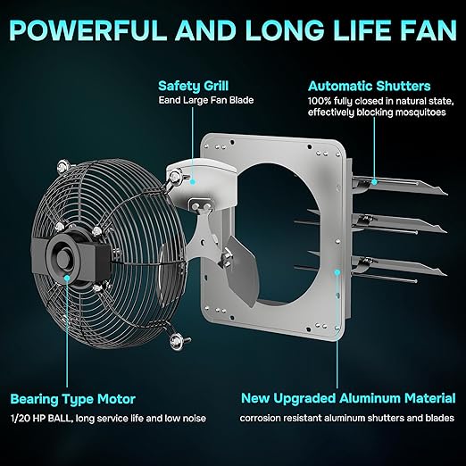 Simple Deluxe 24 Inch Wall Mounted Shutter Exhaust Fan - Image 5