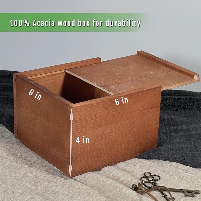 Wooden Keepsake Box with Slide Lid, Memorabilia, Handmade Decorative Memory Box - Image 2