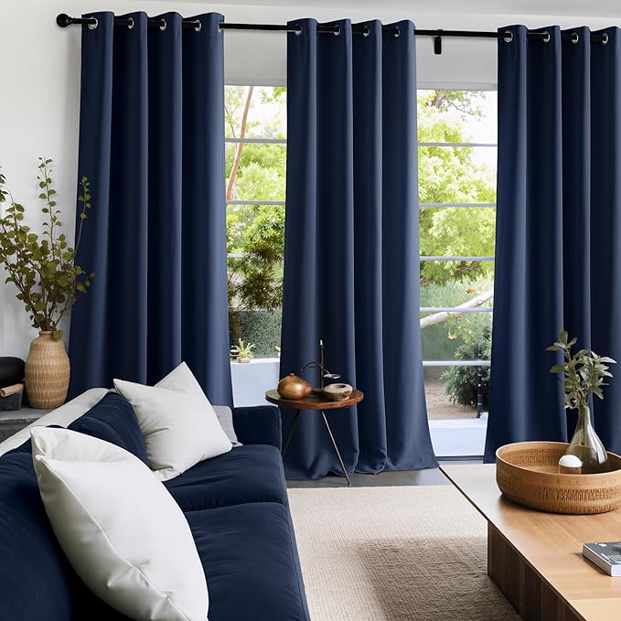 NICETOWN Room Darkening Draperies Curtains Panels, 2 Panels Navy Blue W52 x L96 - Image 2