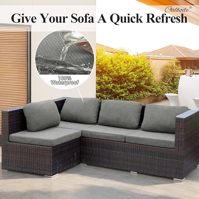 14Pcs Outdoor Stretch Cushion Covers, Waterproof Outdoor Chair Cushion Covers - Image 4