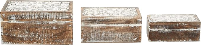 Deco 79 Wood Floral Handmade Decorative Box Decorative Keepsake Boxes - Image 8