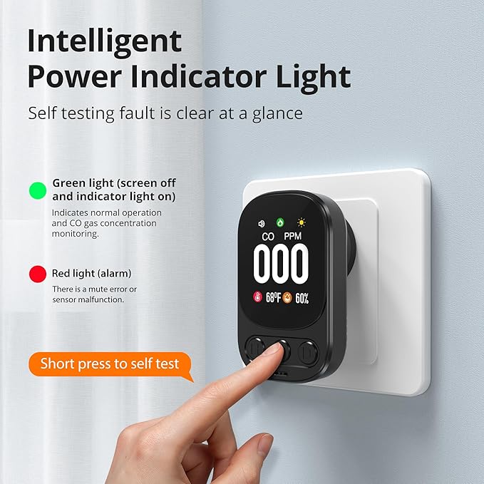 3-in-1 Carbon Monoxide Detectors INKBIRDPLUS Carbon Monoxide Detector Plug in - Image 5