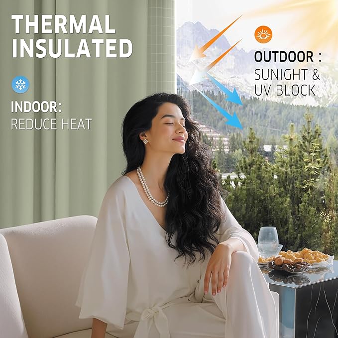 RYB HOME Outdoor Curtains for Patio Waterproof Tab Top Block Sunlight Thermal - Image 5